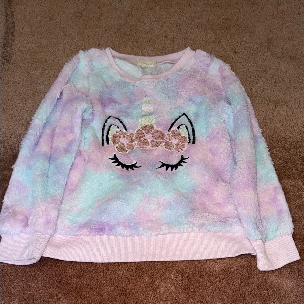 Kids Pastel Unicorn Fleece Sweatshirt